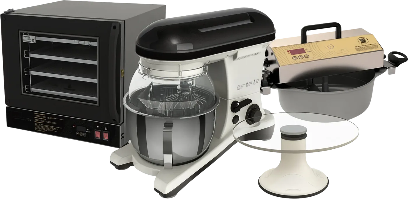 Kit confeitaria com forno, batedeira, misturador e bailarina
